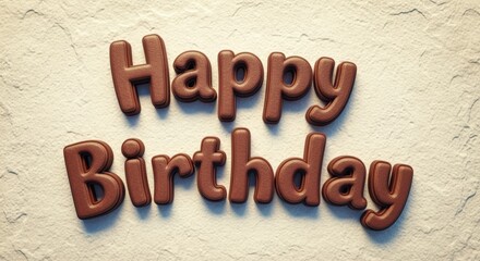 Delicious Chocolate Happy Birthday Text on Textured Background for Celebrations and Special Occasions