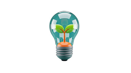 Fototapeta premium Green Plant Growing Inside a Light Bulb - Eco Concept