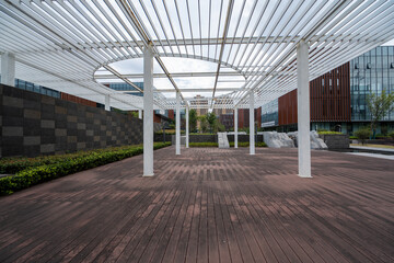 Modern Office Building Entrance with Glass Facade