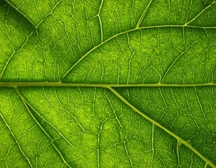 Close-up of a vibrant green leaf, showcasing intricate veins and texture (1)
