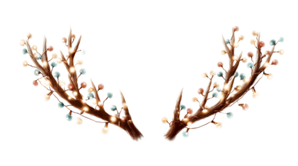 tree branches with lights silhouette on white background