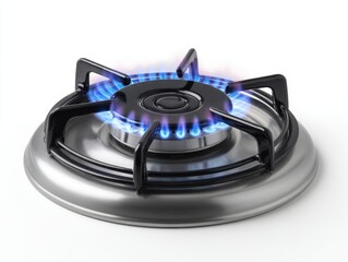 Kitchen gas cooker with burning fire isolated on white background