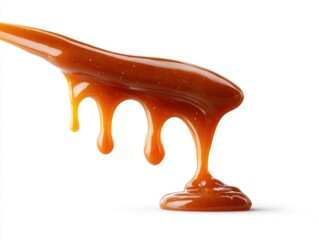 Sweet sauce streams isolated on white background, Caramel