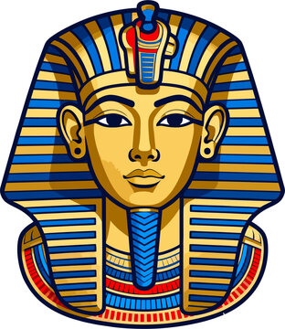 Ancient Egyptian Pharaoh Mask Photo Frame Vector Illustration