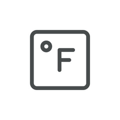 Fahrenheit Degree Weather Icon. Temperature unit symbol for forecast, thermometer scale, imperial measurement and conversion.
