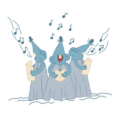 Illustration with three mice singing.