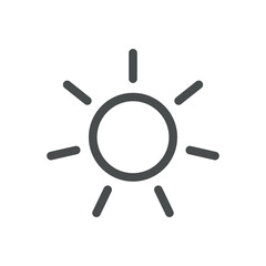 Sunny Weather Icon. Thin Line Sun Illustration for Clear Sky, Heat and Bright Day Conditions. Isolated Outline Vector Symbol, Editable Stroke Pictogram for UI