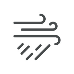 Obraz premium Wind and Rain Weather Icon. Thin Line Strong Wind with Falling Rain Illustration for Stormy Forecast, Gusty Conditions and Reduced Visibility. Isolated Outline Vector Symbol, Editable Stroke Pictogram