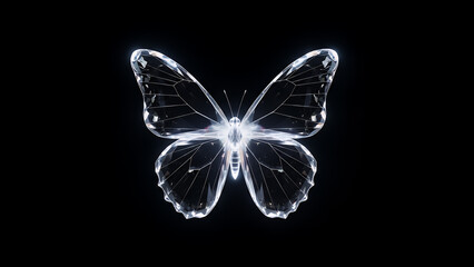 Isolated macro image of a stunning yellow butterfly and insect wings on a dark black background, emphasizing nature's spring beauty