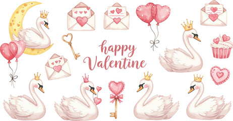 Happy valentine's day swans