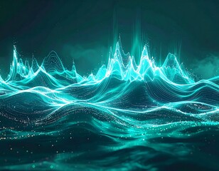 Abstract digital waveform illustration in teal and dark tones
