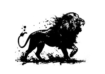 インクで描いた抽象的なライオンのシルエットのイラスト