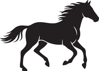 Minimal Running Horse Silhouette Vector Logo in Flat Black Design