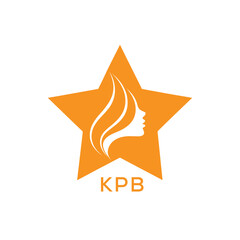 KPB Star Beauty Logo. KPB Woman Silhouette  Feminine Salon. KPB Cosmetic Branding Icon.
