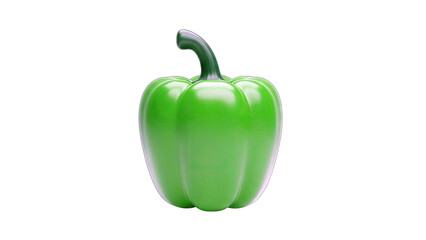 Green Bell Pepper Isolated on White Background
