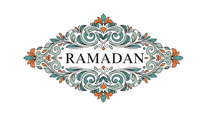 Elegant ramadan typography design within a beautiful ornamental and floral frame
