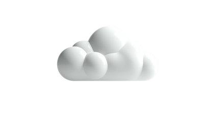3D rendered, pristine white cloud floats against a stark black background