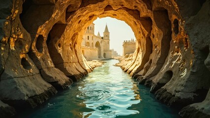 Water cave installation decorates natural landscape areas