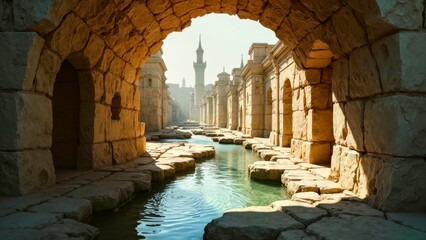 Cave and canal installation decoration garden landscape area