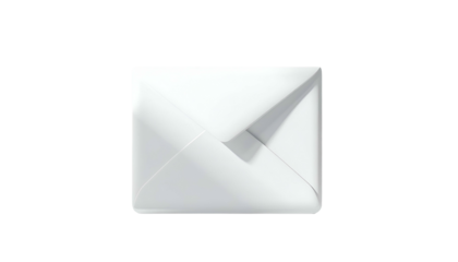 A bright white, square envelope, casting a gentle shadow, isolated on a black background