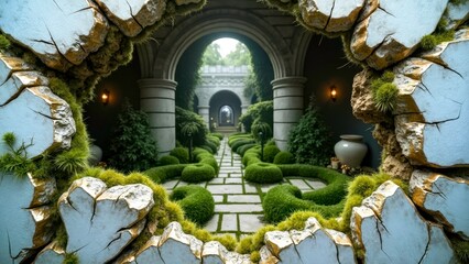 Arch hole installation decoration garden art area