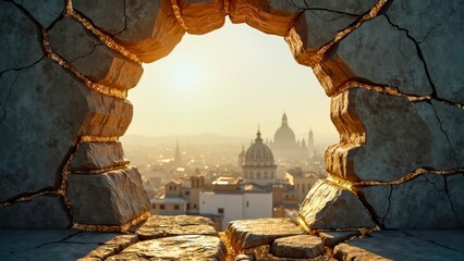 Circular Hole Installation Decoration City View Art Zone