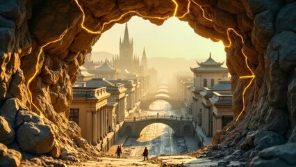 Cave installation decoration city view art area