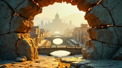 Arch hole installation decoration city view art area