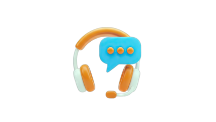 Headphones with Speech Bubble: Customer Support Concept