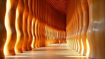 Wave wood cave installation decoration space area