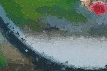 Various oil paintings, flowers, chrysanthemums, figures, forest scenery, roses, peonies, cats, dogs, village houses