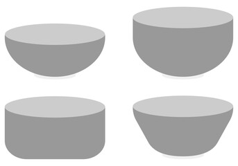 和食器の茶碗イラスト4点セット（灰色）