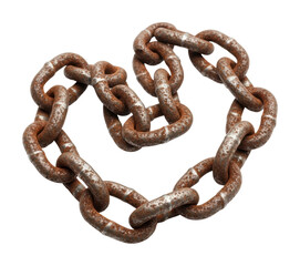 Fototapeta premium Rusty chain links on industrial still life isolated on transparent background