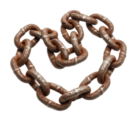 Rusty chain links on industrial still life isolated on transparent background