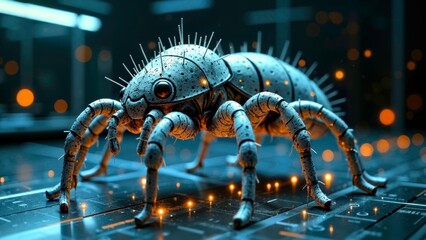 Technology driven mechanical mite luminescence close-up