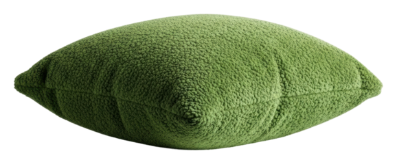 Cozy green pillow home living room soft textile isolated on transparent background