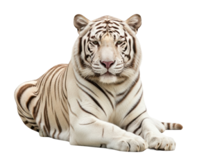 Majestic white tiger resting in natural habitat wildlife isolated on transparent background