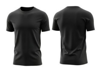 Stylish black t-shirt design product minimalist isolated on transparent background