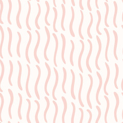 Simple wavy worm stripes forming a minimalist abstract pattern in colors of light pink on off white background. Seamless vector pattern. Great for home decor, fabric, wallpaper, gift wrap, stationery.
