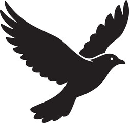 Minimal Flying Bird Silhouette Vector in Flat Black Logo Style