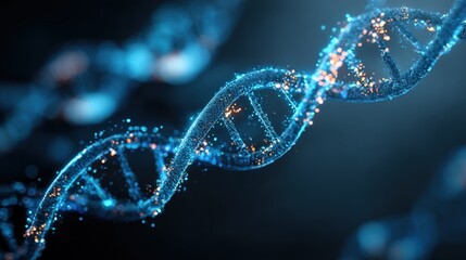 Abstract DNA Molecule Structure: Science and Technology Conceptual Illustration, Representing Genetics, Medicine, and Innovation