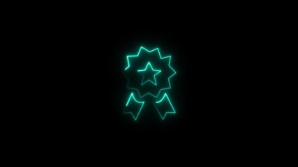 Abstract glowing neon Awards icon animation with dark background.Futuristic glowing neon Awards icon with smooth animated