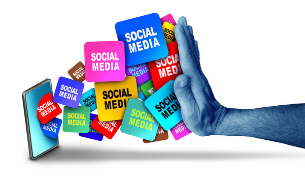 Stopping Social Media for children or student ban as government and parental controls blocking access to social networks or online safety and youth protection for mental health concerns.