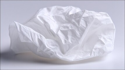 Crumpled White Tissue Paper Ball, High Key Studio Shot, Conceptual Waste and Recycling Image
