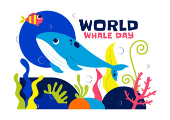 World Whale Day Vector Illustration Featuring Humpback Whale In Ocean Highlighting Marine Ecosystem Improvement And Mammal Protection in a Background