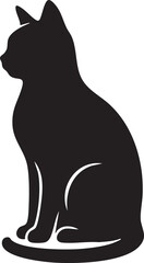Minimal Sitting Cat Silhouette Vector in Flat Black Logo Style