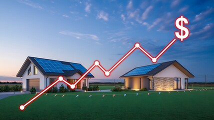 Rising house price graph showing real estate market growth concept
