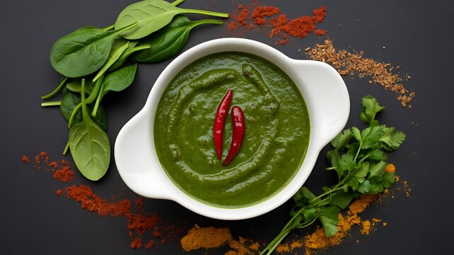 Traditional indian saag made from spinach served in bowl