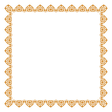 Luxury floral rectangle corner certificate page border pattern line photo thai frame islamic wedding invitation background