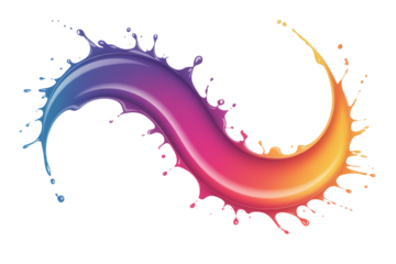 A dynamic splash of paint with a vibrant gradient from blue to orange, forming a fluid, looping design